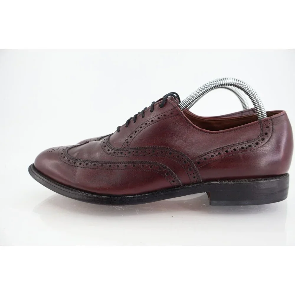 Allen Edmonds Mens Chester Oxford Size 9.5 D Burgundy Wingtip Brogue Dress Shoe